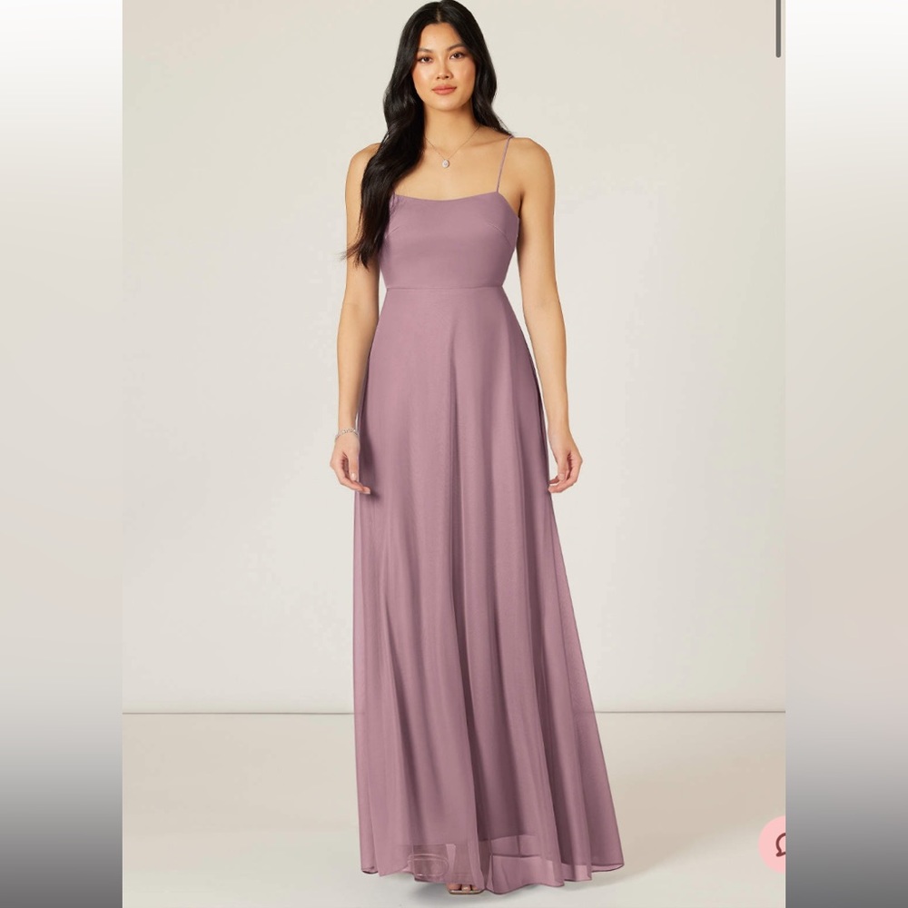Azazie Rae a-line bow mesh floor length dress